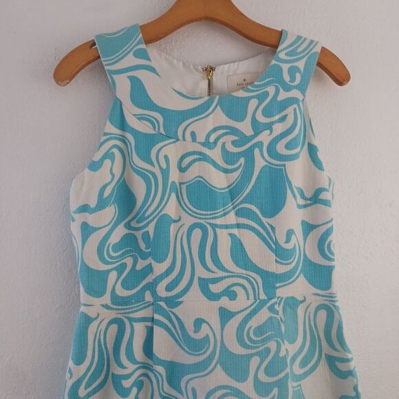 KATE SPADE Swirl Sheath sleeveless Dress Blue and White size 6 - Picture 3 of 7